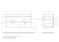 Тумба под раковину с двумя чашами подвесная с двумя выкатными ящиками MOLVENO 46  Ossido MOLVENO 46-120-2C-SO-2-OSS CEZARES