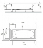 Ванна Gamma прямоугольная 150х70 ВПР0220200100 ALBA SPA