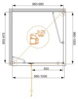 Душевой уголок, квадратный. BERGAMO-W-A-1-100-C-Cr-L  1000x1000x1950 Cezares