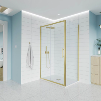 Душевой угол раздвижной E1-SP-G-150110-01-C9 1500х1100x1950 Цвет профиля Золото брашинг Стекло  Прозрачное Veconi