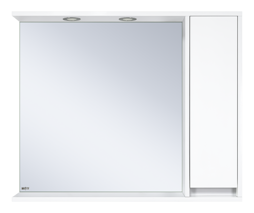 Алиса -100 Зеркало белое с 1 шкафчиком правое