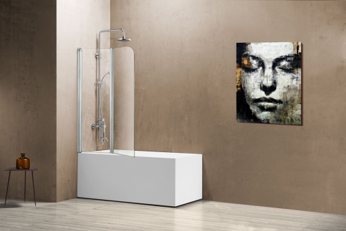 Шторка на ванну, складная  VSB-12114CL 1140х1400 цвет хром стекло прозрачное Vincea