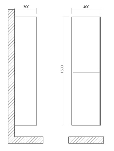 FAMILY Шкаф подвесной с двумя распашными дверцами, Bianco Lucido, 400x300x1500, FAMILY-1500-2A-SO-BL  ART&MAX