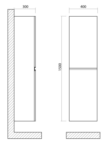 Шкаф подвесной с двумя распашными дверцами, Серый матовый, 400x300x1500 AM-Bianchi-1500-2A-SO-GM ART&MAX