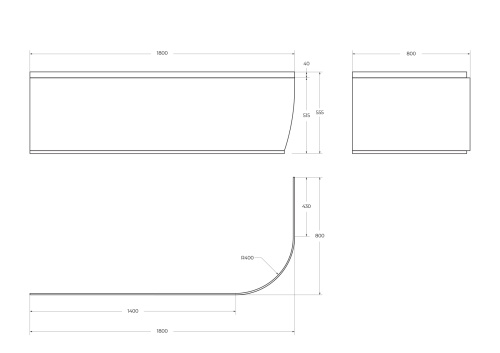 Передняя панель для акриловой ванны, правосторонняя METAURO CORNER-180-SCR-R-W37  CEZARES