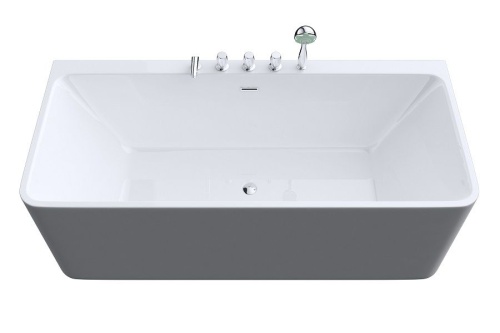 Акриловая ванна ART&MAX AM-601-1795-795 пристенная со сливом-переливом (донный клапан клик-клак, сифон, гидрозатвор в комплекте) ART&MAX