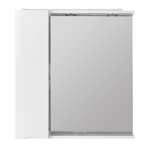 Шкаф зеркальный подвесной с одной распашной дверцей с доводчиками, с подсветкой, левосторонний MARINO-SPC-600/750-1A-BL-P-L Bianco Lucido BELBAGNO